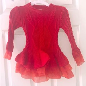 Toddler Red Knit Sweater Dress